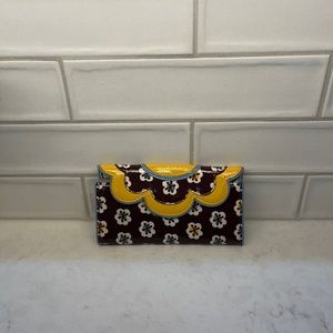 Vera Bradley Check Brown Blue Floral Wallet